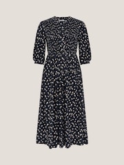 Monsoon Black Orielle Print Jersey Midi Dress - Image 6 of 6