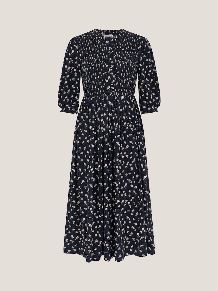 Monsoon Black Orielle Print Jersey Midi Dress - Image 6 of 6