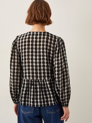 Monsoon Black Gingham Violet Bow Check Blouse - Image 3 of 5