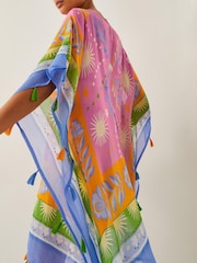 Monsoon Pink Monika Floral Print Mini Kaftan - Image 2 of 6