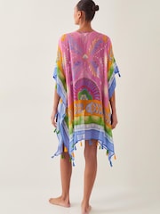 Monsoon Pink Monika Floral Print Mini Kaftan - Image 3 of 6