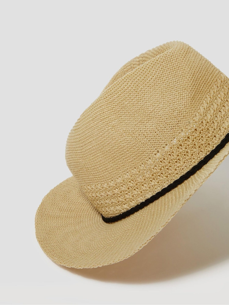 Monsoon Natural Nene Woven Fedora Sun Hat - Image 1 of 3