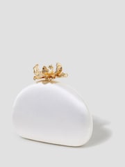 Monsoon Natural Sara Satin Flower Clip Clutch Bag - Image 2 of 5