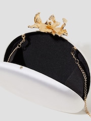Monsoon Natural Sara Satin Flower Clip Clutch Bag - Image 3 of 5