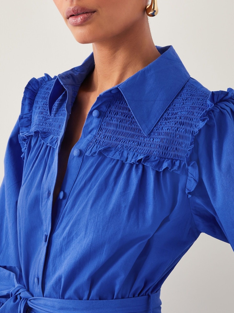 Monsoon Blue Jules Broderie Midi Shirt Dress - Image 4 of 4 Monsoon Blue Jules Broderie Midi Shirt Dress - Image 4 of 4