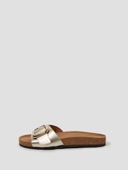 Monsoon Gold Cecil Metallic Leather Slide Sandals - Image 1 of 3