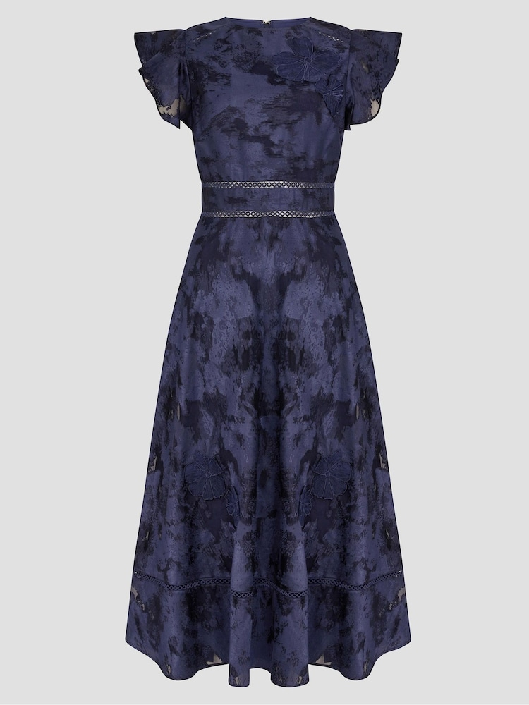 Azul - Vestido midi de jacquard floral con mangas onduladas Josie de Monsoon - Imagen 5 de 5 Azul - Vestido midi de jacquard floral con mangas onduladas Josie de Monsoon - Imagen 5 de 5