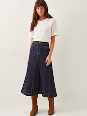 Monsoon Blue Goldie Godet Denim Skirt - Image 1 of 4