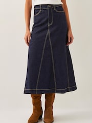 Monsoon Blue Goldie Godet Denim Skirt - Image 2 of 4