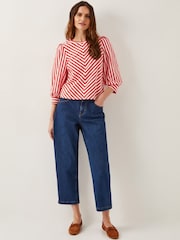 Monsoon Red Sally Stripe Jersey 100% Cotton Top - Image 2 of 5