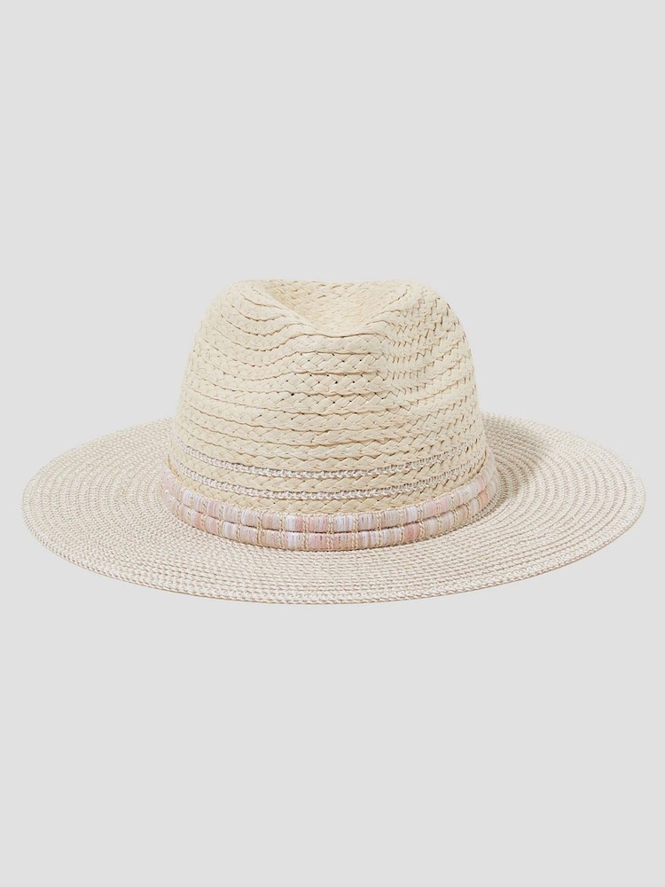 Monsoon Cream Nora Straw Fedora Hat - Image 1 of 3