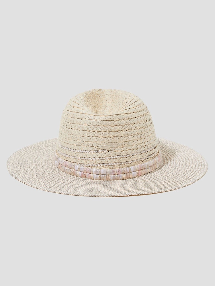 Monsoon Cream Nora Straw Fedora Hat - Image 2 of 3
