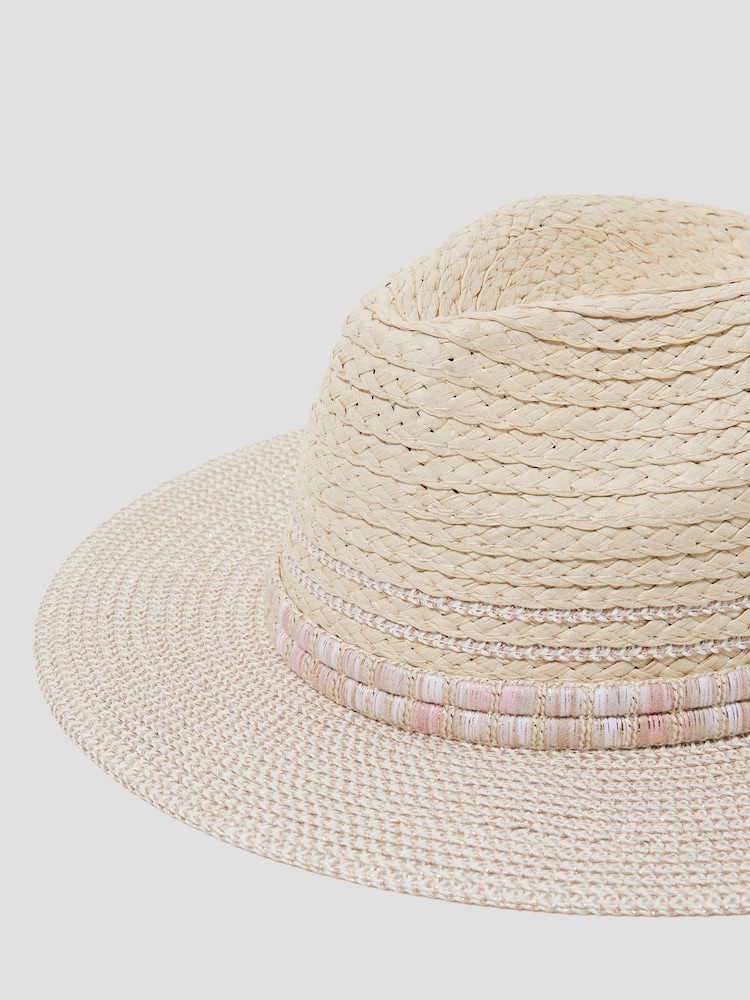 Monsoon Cream Nora Straw Fedora Hat - Image 3 of 3