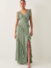 Monsoon Green Romy Ruffle Maxi Dress - Image 1 of 5
