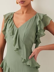 Monsoon Green Romy Ruffle Maxi Dress - Image 4 of 5