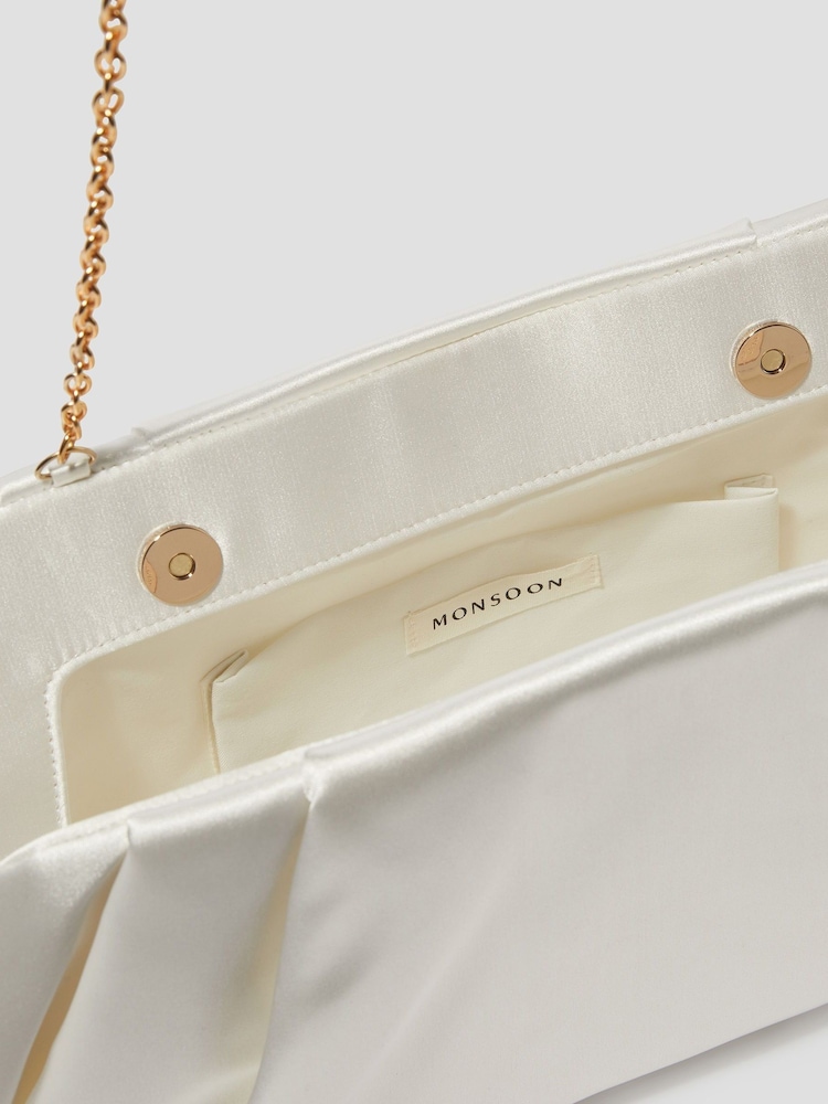 Monsoon Natural Oona Pleat Satin Clutch Bag - Image 5 of 5