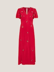 Monsoon Red Gia Embellished Tea Dress - Image 5 of 5