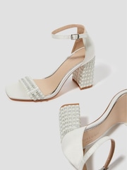 Monsoon Natural Bridal Penelope Pearl Heeled Sandals - Image 4 of 4