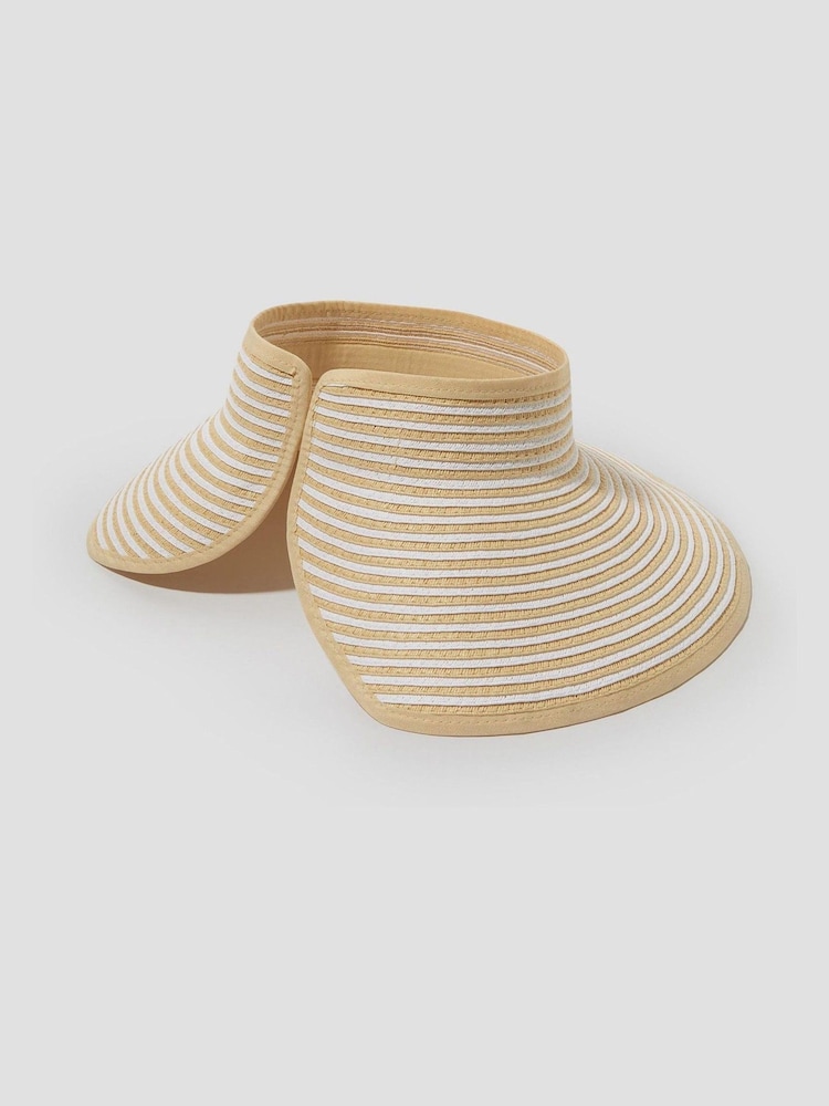 Monsoon Natural Jodi Packable Stripe Visor Hat - Image 3 of 4