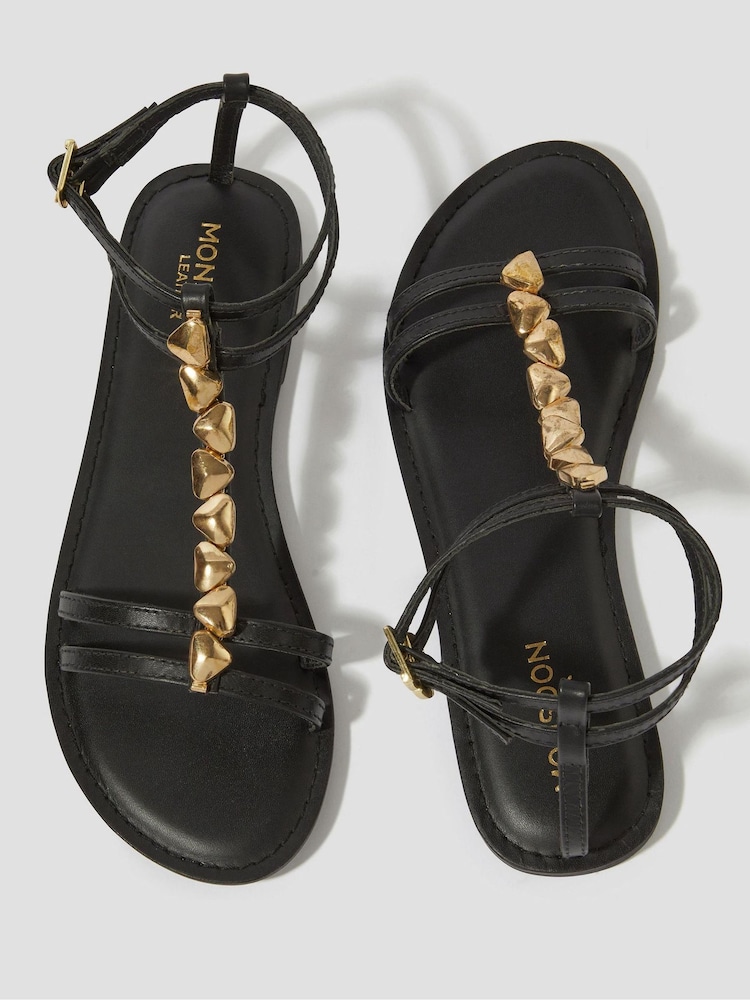 Monsoon Black Simi T-Bar Strappy Sandals - Image 2 of 3