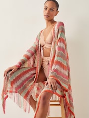 Monsoon Orange Clara Zigzag Stripe Kaftan - Image 4 of 5