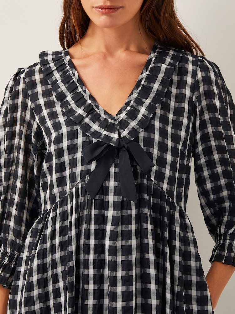 Monsoon Black Violet Check Bow Maxi Dress - Image 5 of 5