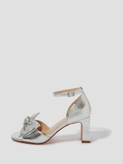 Monsoon Silver Taya Metallic Bow Heeled Sandals - Image 1 of 3