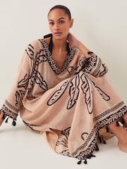 Monsoon White Pam Palm Print Beach Cover-Up Dress - Image 1 of 6
