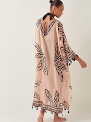 Monsoon White Pam Palm Print Beach Cover-Up Dress - Image 3 of 6