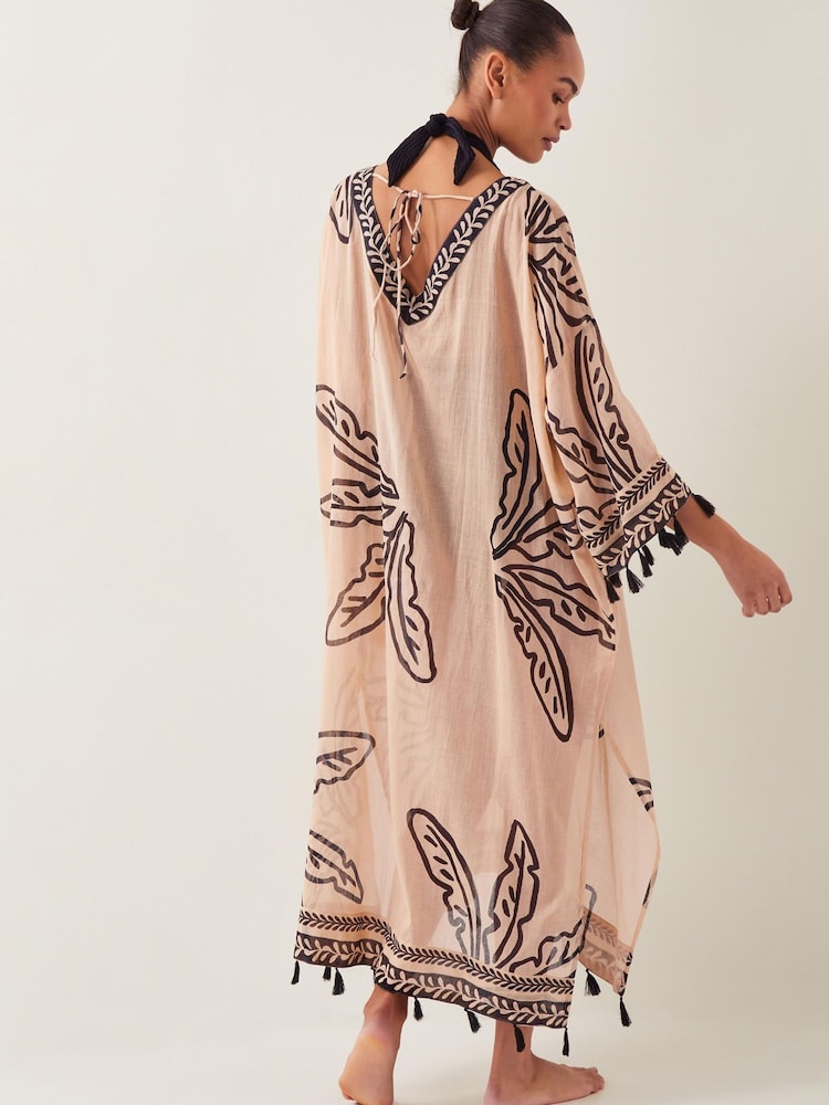 Monsoon White Pam Palm Print Beach Cover-Up Dress - Image 3 of 6