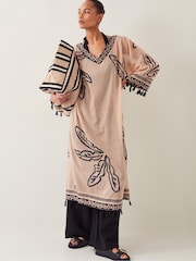 Monsoon White Pam Palm Print Beach Cover-Up Dress - Image 5 of 6