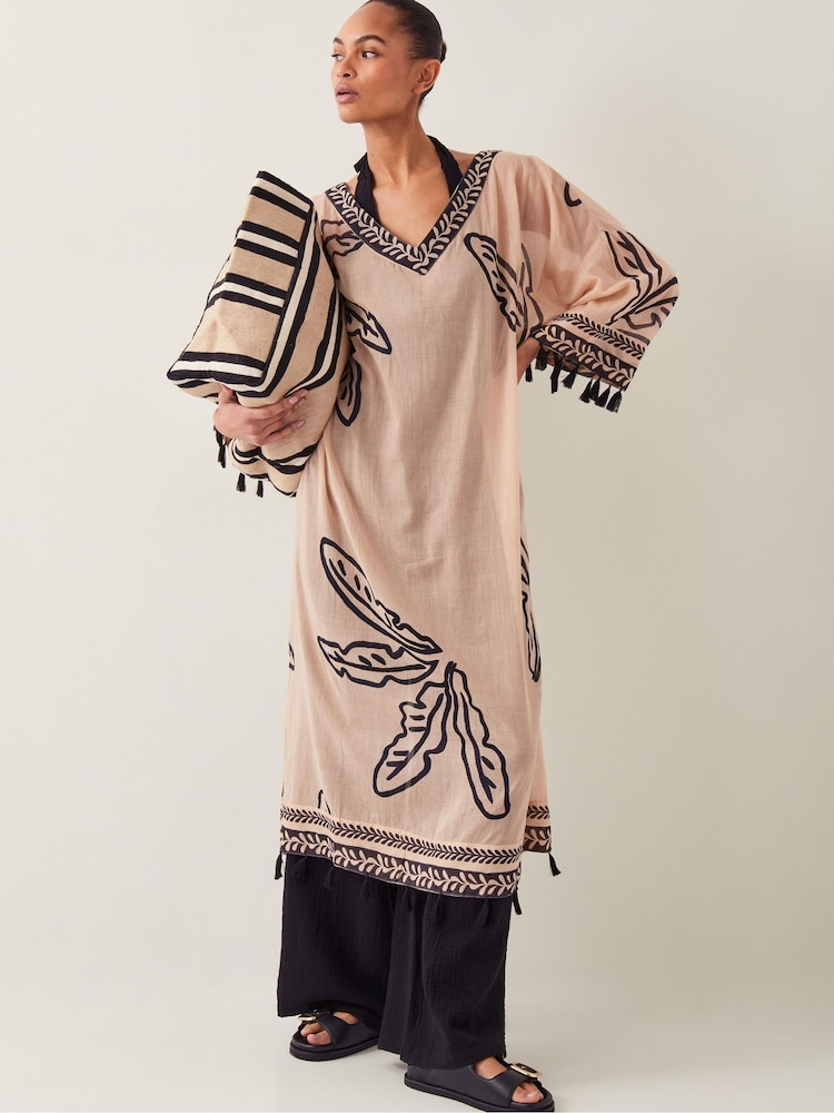 Monsoon White Pam Palm Print Beach Cover-Up Dress - Image 5 of 6