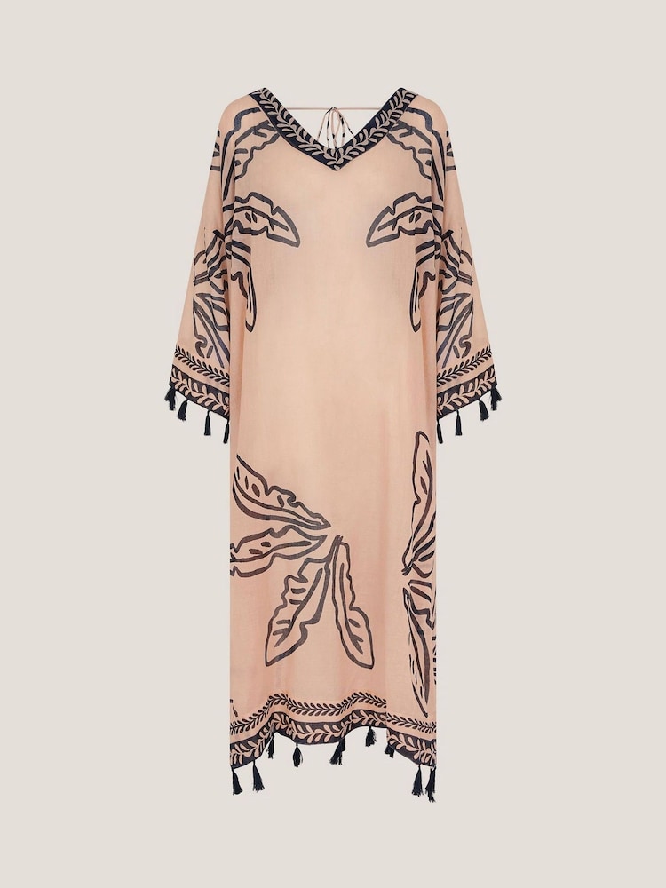 Monsoon White Pam Palm Print Beach Cover-Up Dress - Image 6 of 6