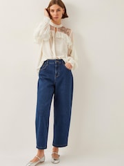Monsoon Natural Debbie Embellished Polka Dot Ruffle Blouse - Image 3 of 5
