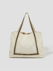 Monsoon Natural Nia Stripe Strap Tote Bag - Image 1 of 3