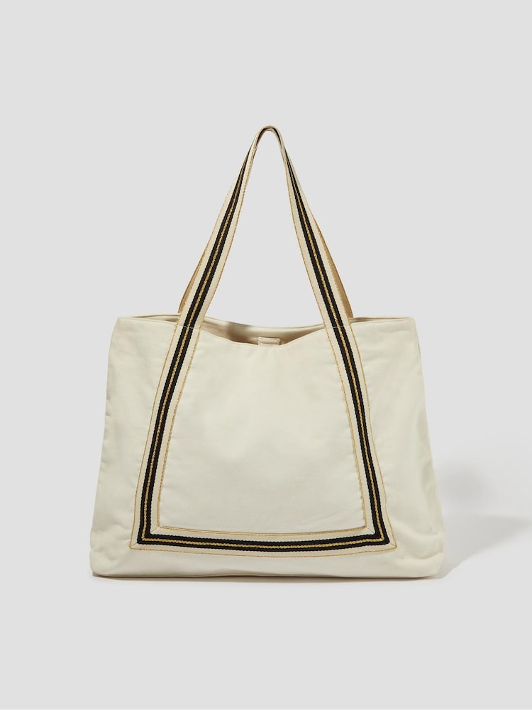 Monsoon Natural Nia Stripe Strap Tote Bag - Image 1 of 3