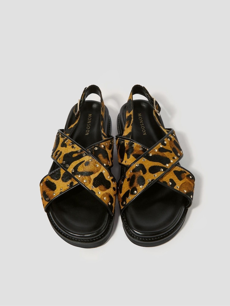 Monsoon Black Suki Stud Crossover Sandals - Image 2 of 3