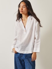 Monsoon White Clover 100% Linen Blouse - Image 1 of 5