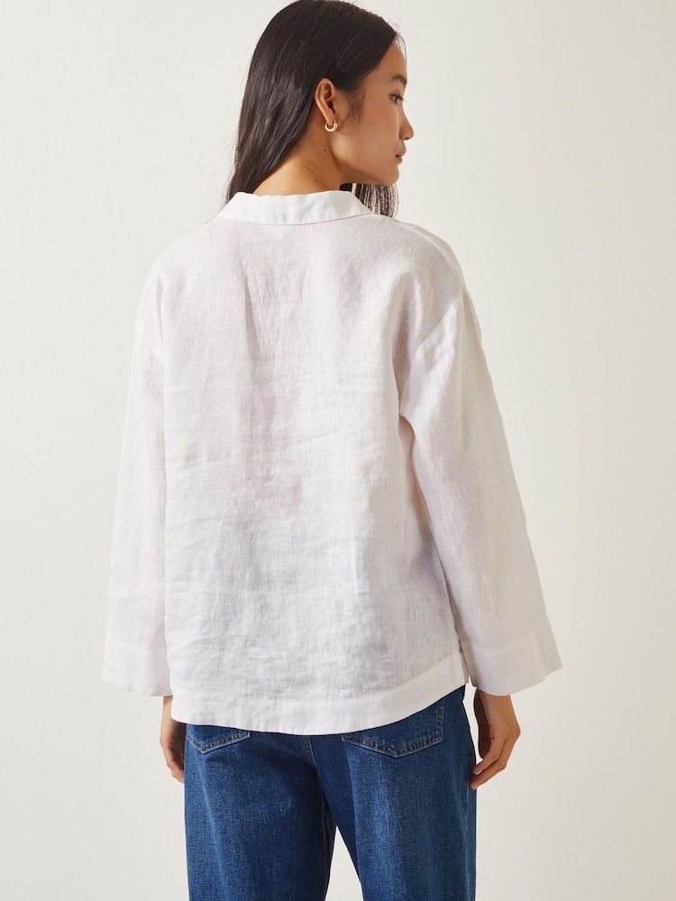 Monsoon White Clover 100% Linen Blouse - Image 2 of 5