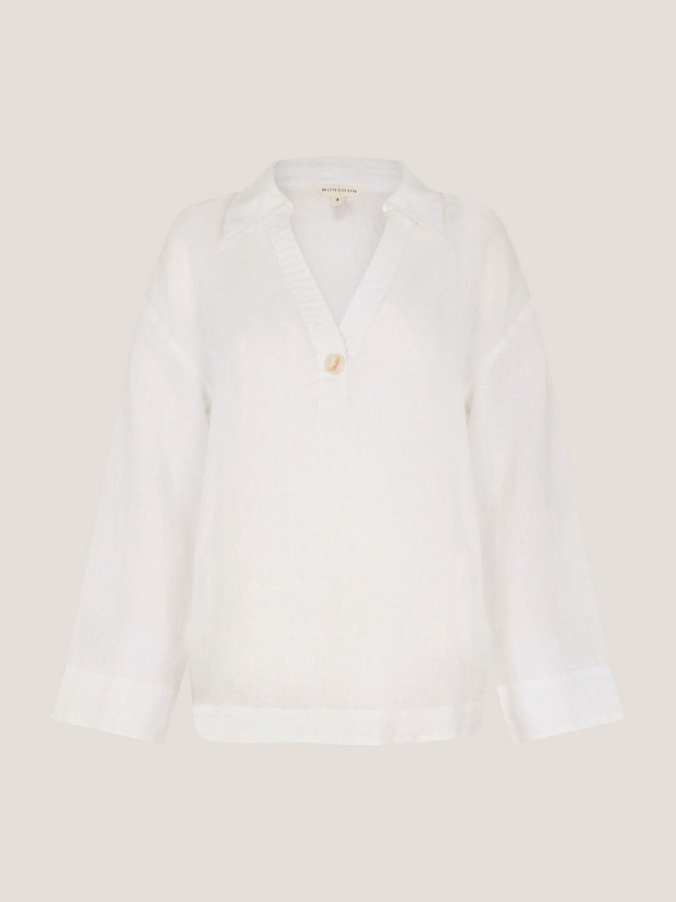 Monsoon White Clover 100% Linen Blouse - Image 5 of 5