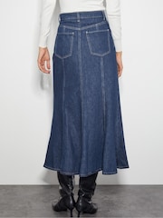 Monsoon Blue Fran Seam Denim Maxi 100% Cotton Skirt - Image 3 of 4