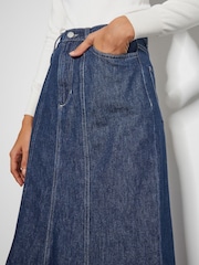 Monsoon Blue Fran Seam Denim Maxi 100% Cotton Skirt - Image 4 of 4