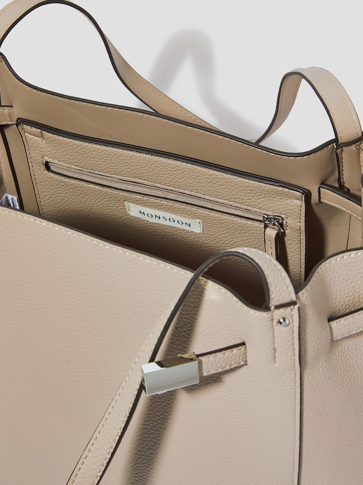 Monsoon Grey Kate Strap Top Faux Leather Tote Bag - Image 3 of 3