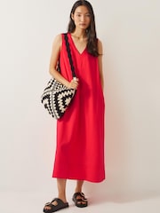 Monsoon Orange Britt Sleeveless A-Line Midi Dress - Image 1 of 5