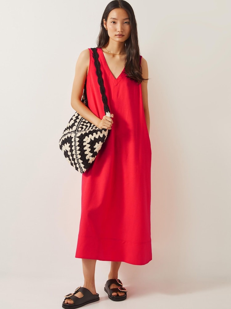 Monsoon Orange Britt Sleeveless A-Line Midi Dress - Image 1 of 5