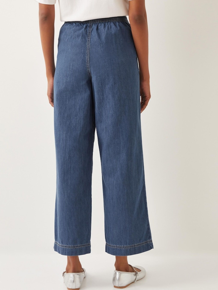 Monsoon Blue Harper Regular Wide Leg 100% Cotton Jeans - Image 3 of 6