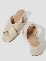 Monsoon Cream Oralia Leather Crossover Mule Heels - Image 1 of 3