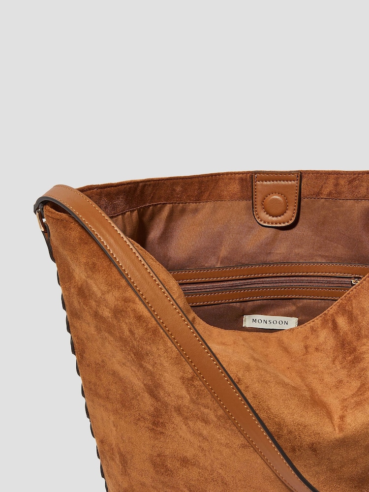 Monsoon Natural Tori Suedette Hobo Bag - Image 4 of 4