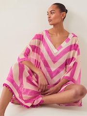 Monsoon Pink Sorcha Chevron Stripe Kaftan Dress - Image 2 of 5