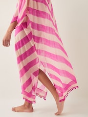 Monsoon Pink Sorcha Chevron Stripe Kaftan Dress - Image 4 of 5